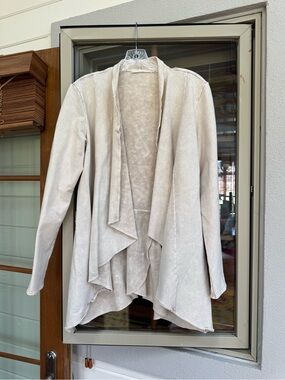 Women's Open-Front Draped Cardigan in Light Beige